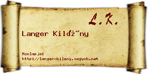 Langer Kilény névjegykártya